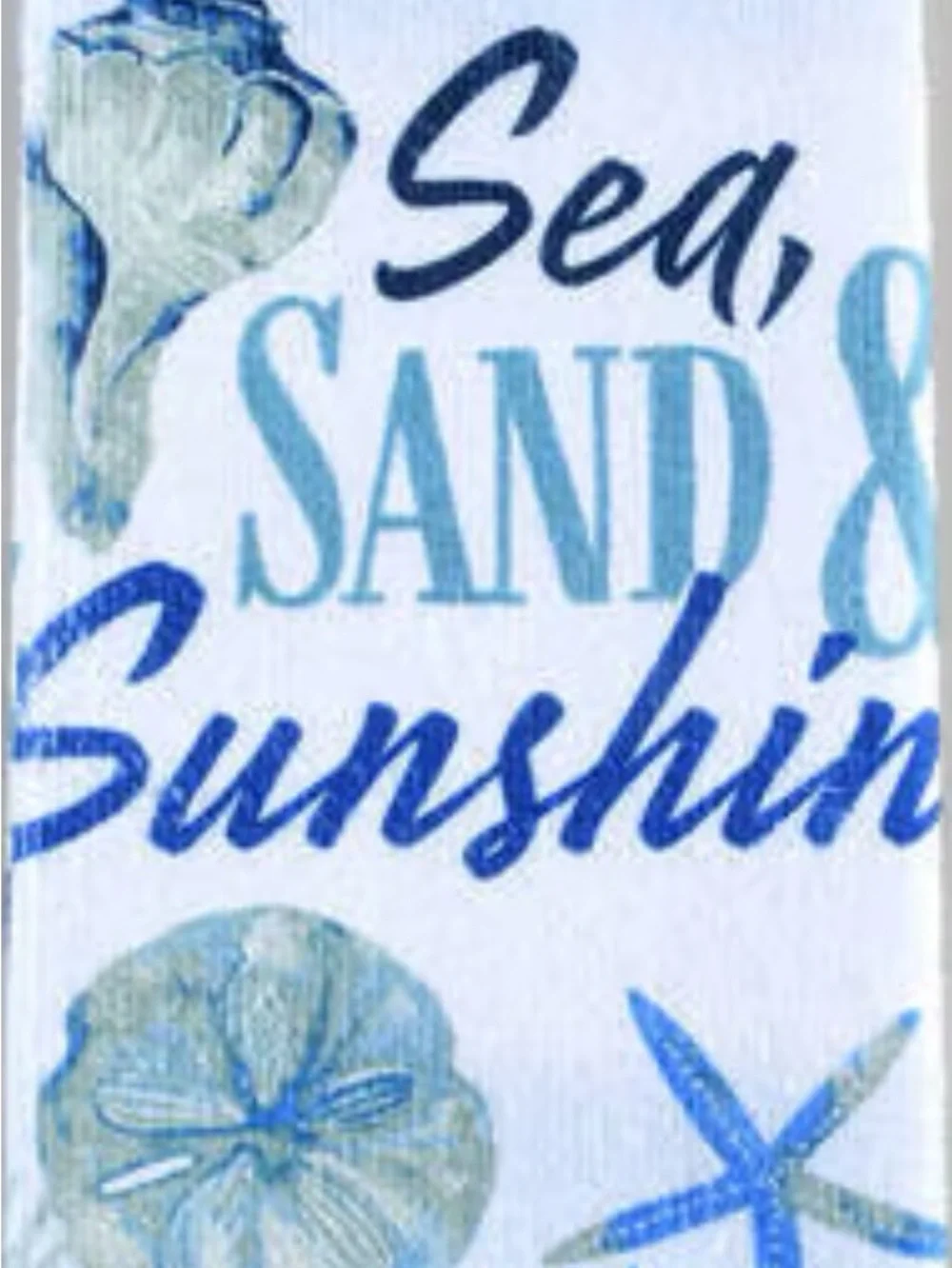 Coastal Blue Sea, Sand & Sunshine Decorative Kitchen Towel